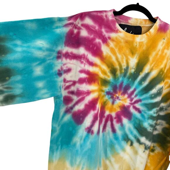 La Detresse Revolve Womens Tropical Pullover Tie Dye Fleece Sweatshirt Medium M - Picture 4 of 11